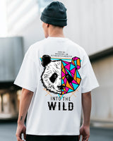 Men's White Casual Oversized Fit Printed Half Sleeves Tshirt