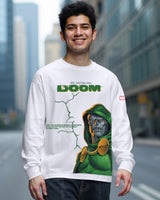 Men's White Doom Graphic Printed Oversized Tshirt