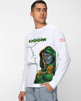 Men's White Doom Graphic Printed Oversized Tshirt