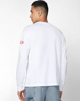Men's White Doom Graphic Printed Oversized Tshirt