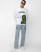 Men's White Doom Graphic Printed Oversized Tshirt