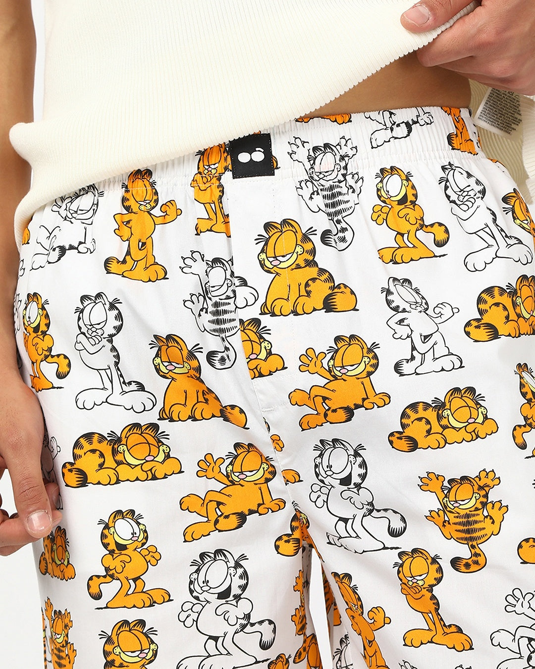 Men's White Garfield All Over Printed Lounge Wear Boxer