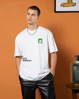 Men's White Garfield Hates Mornings Graphic Printed Oversized Tshirt
