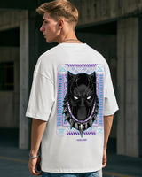 Men's White King Black Panther Graphic Printed Oversized Tshirt