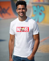Men's White Casual Regular Fit Printed Half Sleeves Tshirt