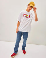 Men's White Marvel Ironman Typography Oversized Tshirt