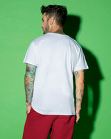 Men's White Casual Regular Fit Printed Half Sleeves Tshirt