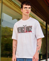 Men's White Casual Oversized Fit Printed Half Sleeves Tshirt