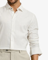 Men's White Casual Regular Fit Solid Full Sleeves Shirt
