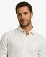 Men's White Casual Regular Fit Solid Full Sleeves Shirt