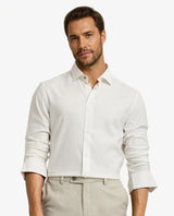 Men's White Casual Regular Fit Solid Full Sleeves Shirt