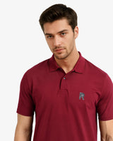 Men's Red Casual Regular Fit Solid Half Sleeves Polo Tshirt