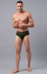 Men's Olive Mid-Rise Solid Brief