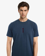 Men's Blue Casual Regular Fit Printed Half Sleeves Tshirt
