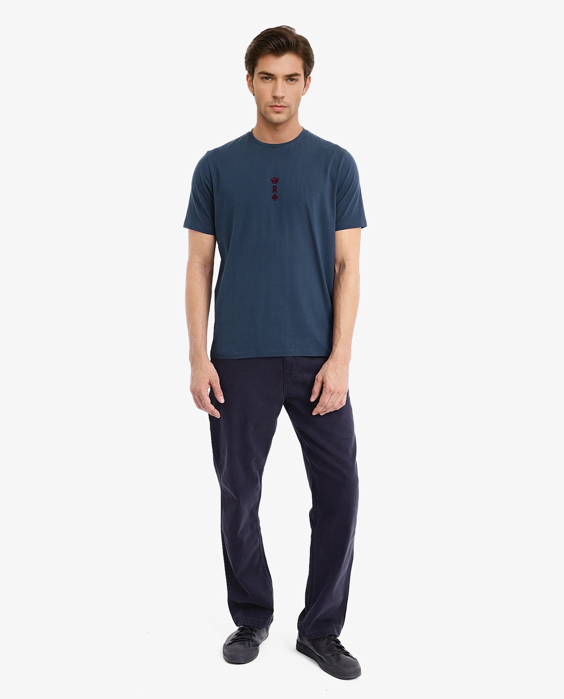 Men's Blue Casual Regular Fit Printed Half Sleeves Tshirt