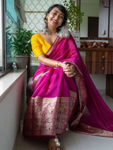 Women's Pink Cotton Silk Saree with Blouse Piece