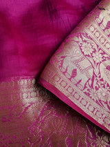 Women's Pink Cotton Silk Saree with Blouse Piece