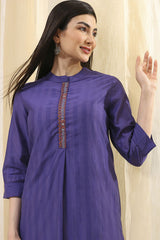 Women's Blue Festive Three Quarter Sleeves Co-ords Set