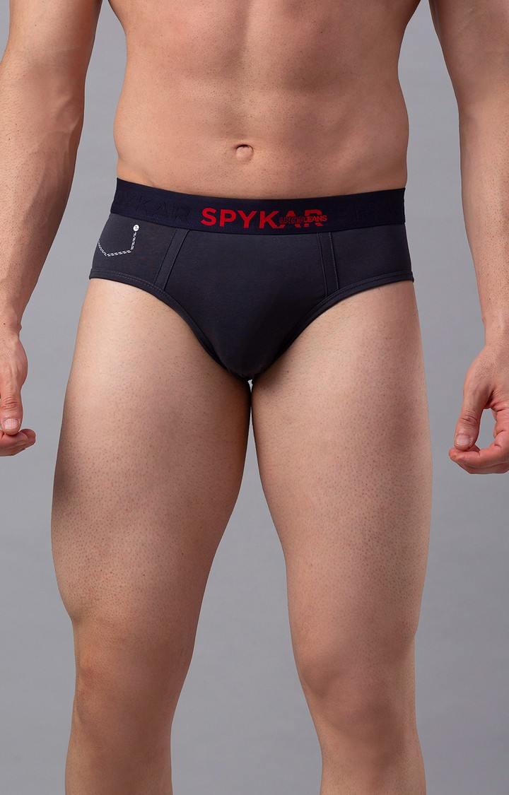 Men's Grey Mid-Rise Solid Brief