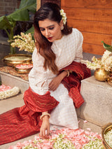 Women's White Casual Regular Fit Printed Kurta