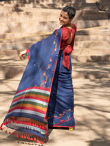 Women's Blue Handloom Cotton Saree