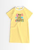 Girls Yellow Casual Printed Dress