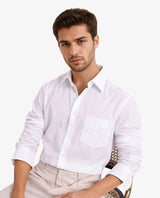 Men's White Formal Regular Fit Solid Full Sleeves Shirt