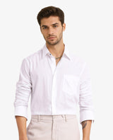 Men's White Formal Regular Fit Solid Full Sleeves Shirt