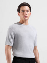 Men's Grey Casual Slim Fit Solid Half Sleeves Tshirt