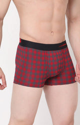 Men's Maroon Checks Mid-Rise Printed Trunk