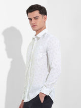 Men's Beige Formal Self Design Full Sleeves Shirt