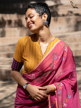 Women's Pink Handloom Cotton Saree