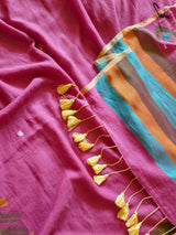Women's Pink Handloom Cotton Saree