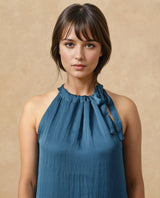 Women's Blue Casual Sleeveless Dress