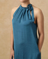 Women's Blue Casual Sleeveless Dress