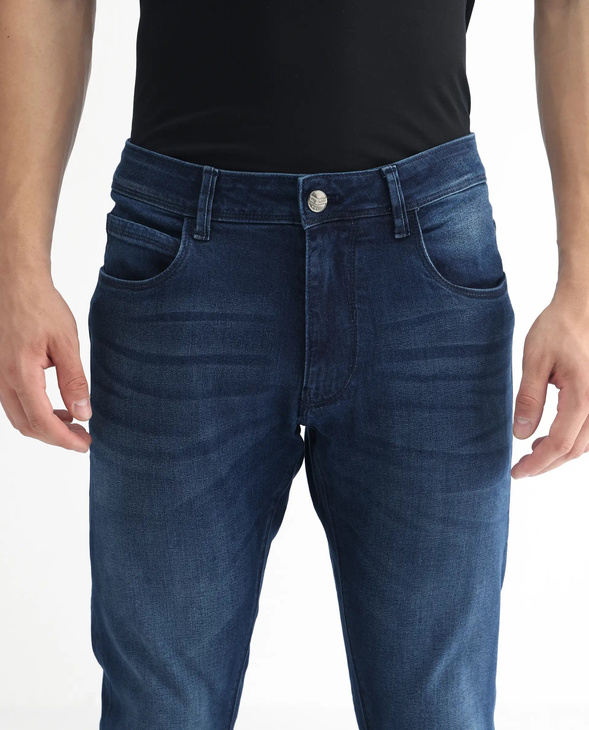 Men's Blue Casual Slim Fit Solid Jeans