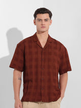 Men's Brown Casual Solid Half Sleeves Shirt
