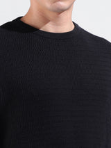 Men's Black Casual Slim Fit Solid Half Sleeves Tshirt