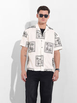 Men's Beige Casual Solid Half Sleeves Shirt