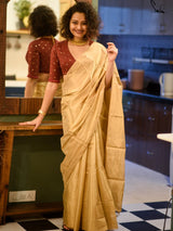 Women's Yellow Chanderi Silk Zari Saree