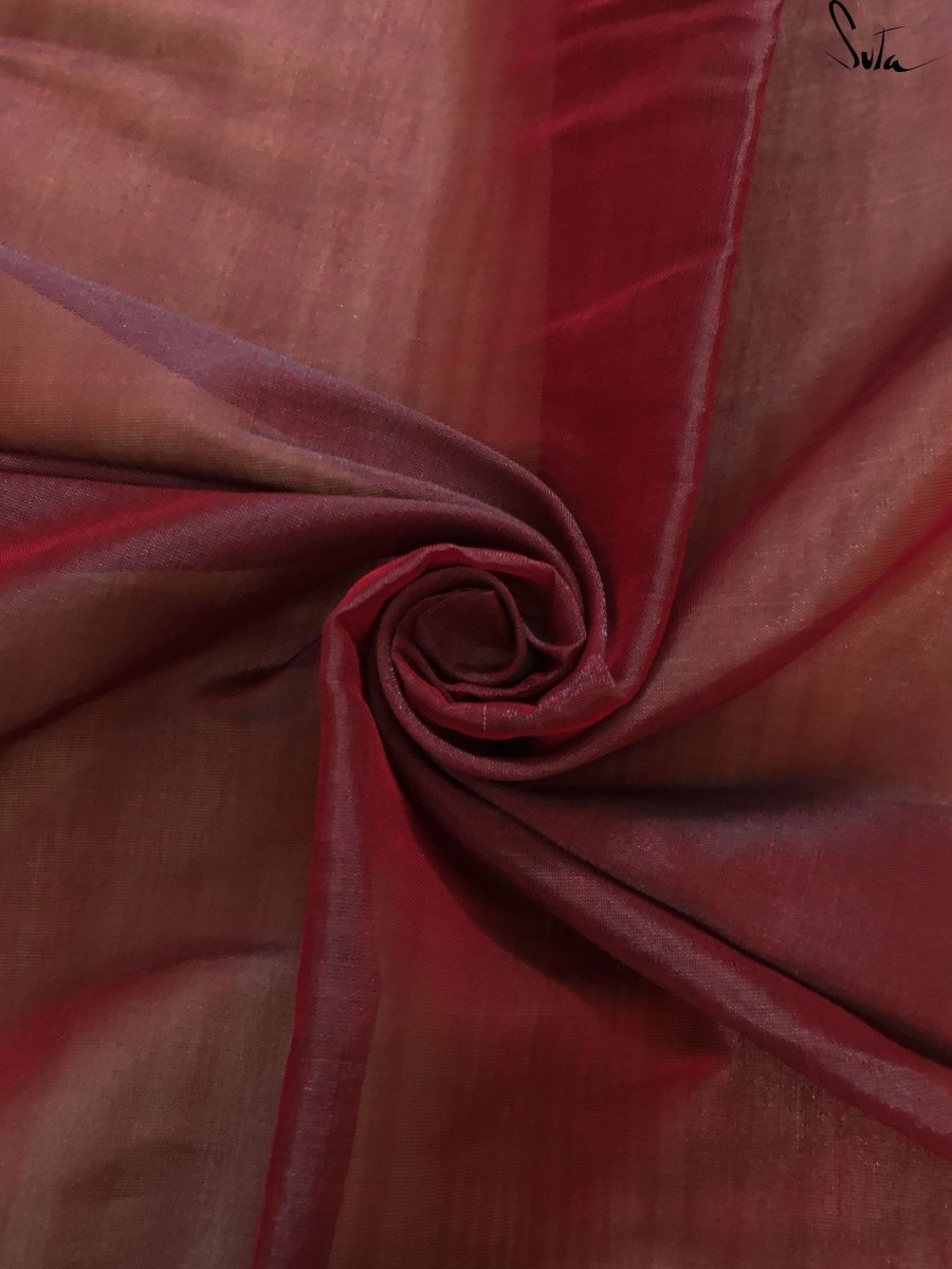Women's Red Chanderi Silk Zari Saree