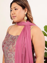 Women's Pink Plus Size Ethnic Motifs Printed Regular Kurti With Sharara