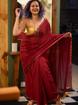 Women's Red Mul Cotton Saree