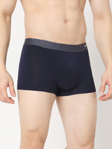 Men's Navy Mid-Rise Solid Trunk