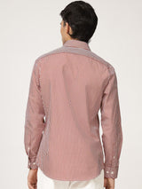 Men's Red Casual Regular Fit Striped Full Sleeves Shirt