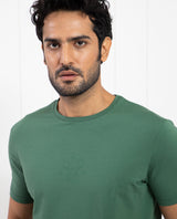 Men's Green Casual Slim Fit Solid Half Sleeves Tshirt