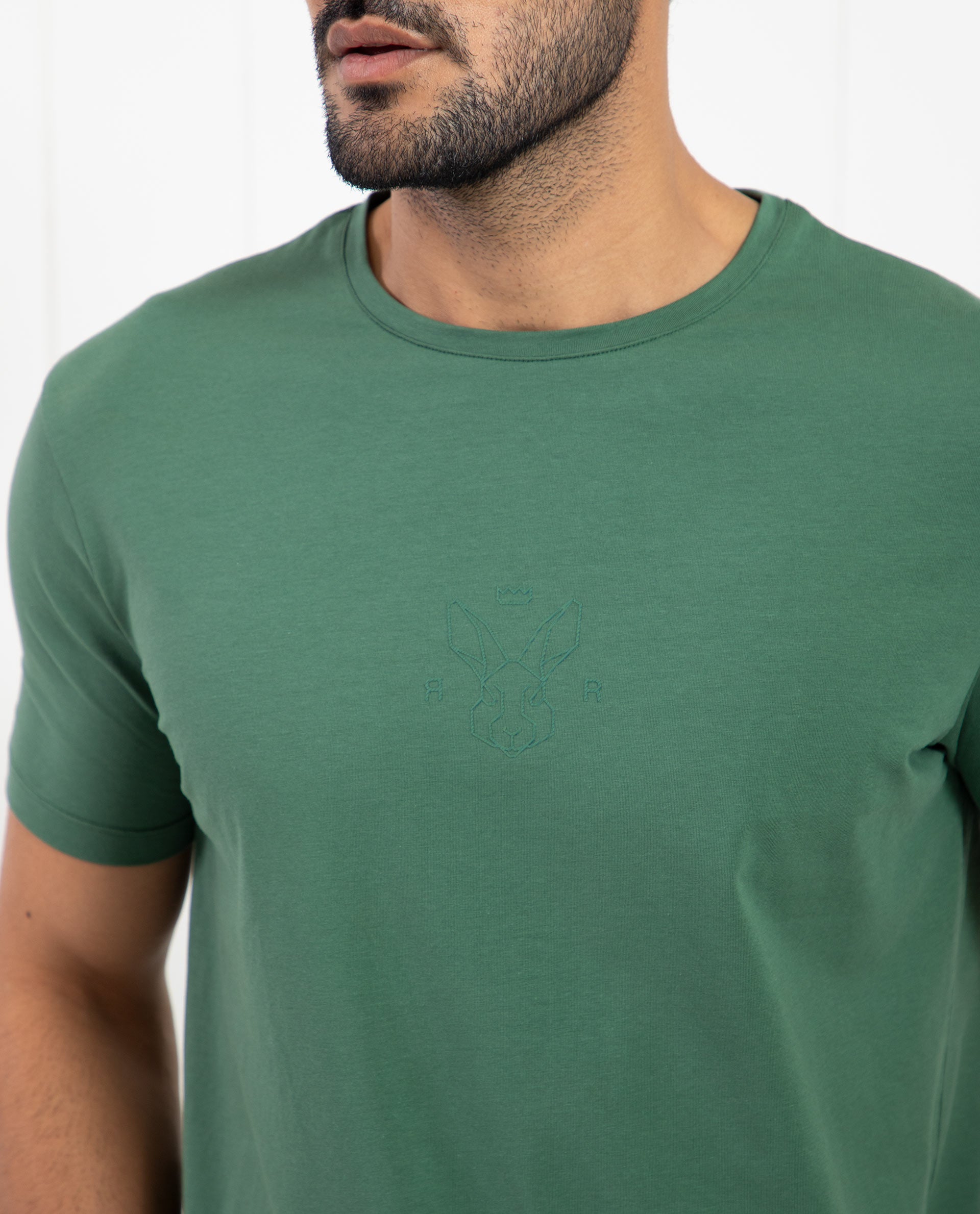Men's Green Casual Slim Fit Solid Half Sleeves Tshirt