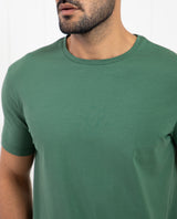 Men's Green Casual Slim Fit Solid Half Sleeves Tshirt