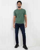 Men's Green Casual Slim Fit Solid Half Sleeves Tshirt