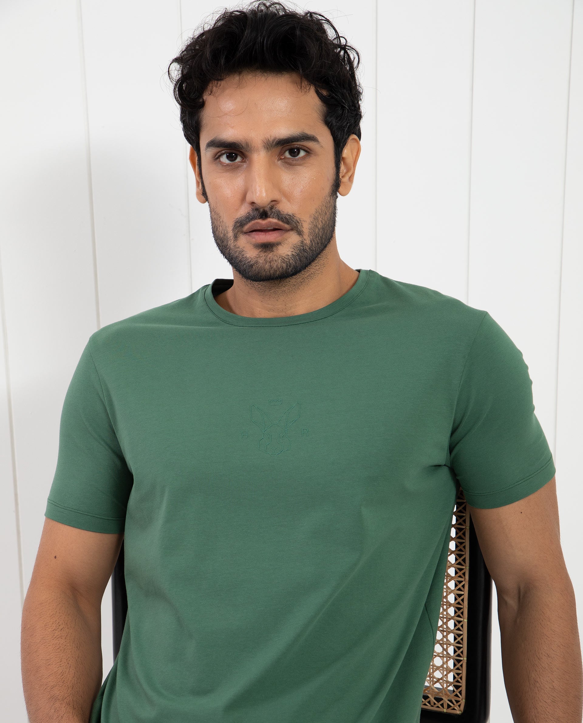 Men's Green Casual Slim Fit Solid Half Sleeves Tshirt